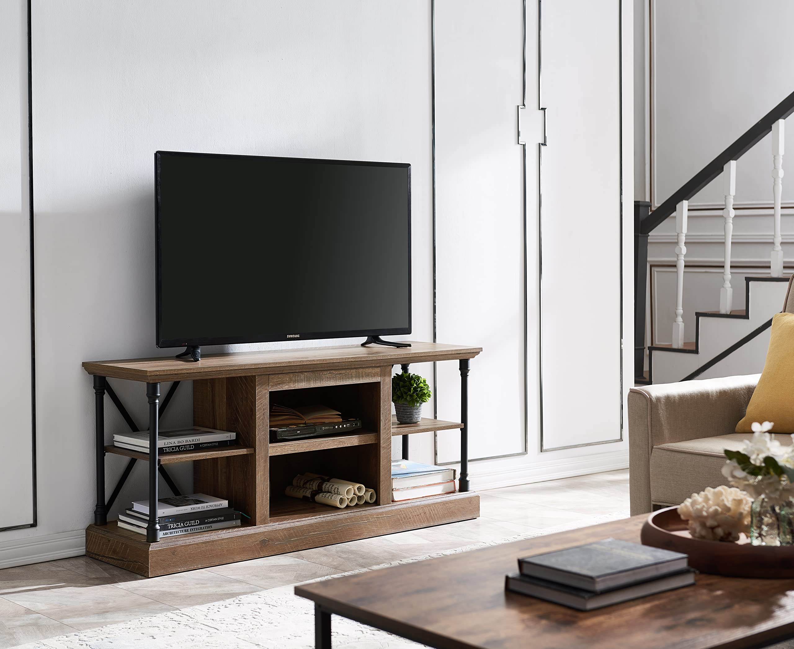 American Furniture Classics Contemporary Architecture Media Console, Birch Finish