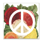 Stupell Home D  cor Peace Sign with Flowers Wall Plaque Art, 12 x 0.5 x 12, Proudly Made in USA