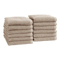 Great Bay Home Taupe Washcloth- 100% Cotton 12-Pack 13x13 Wash Cloth - Absorbent, Quick-Drying, Durable Face Towels for Bathroom