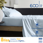 600 Thread Count Egyptian Quality 100% Cotton Sheets Set, Twin Xl Size Bedding Set In Light Blue