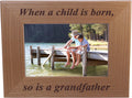 CustomGiftsNow When a child is born so is a grandpa - Natural Alder Wood Hanging/Tabletop Wooden Picture Photo Frame (4x6-inch H