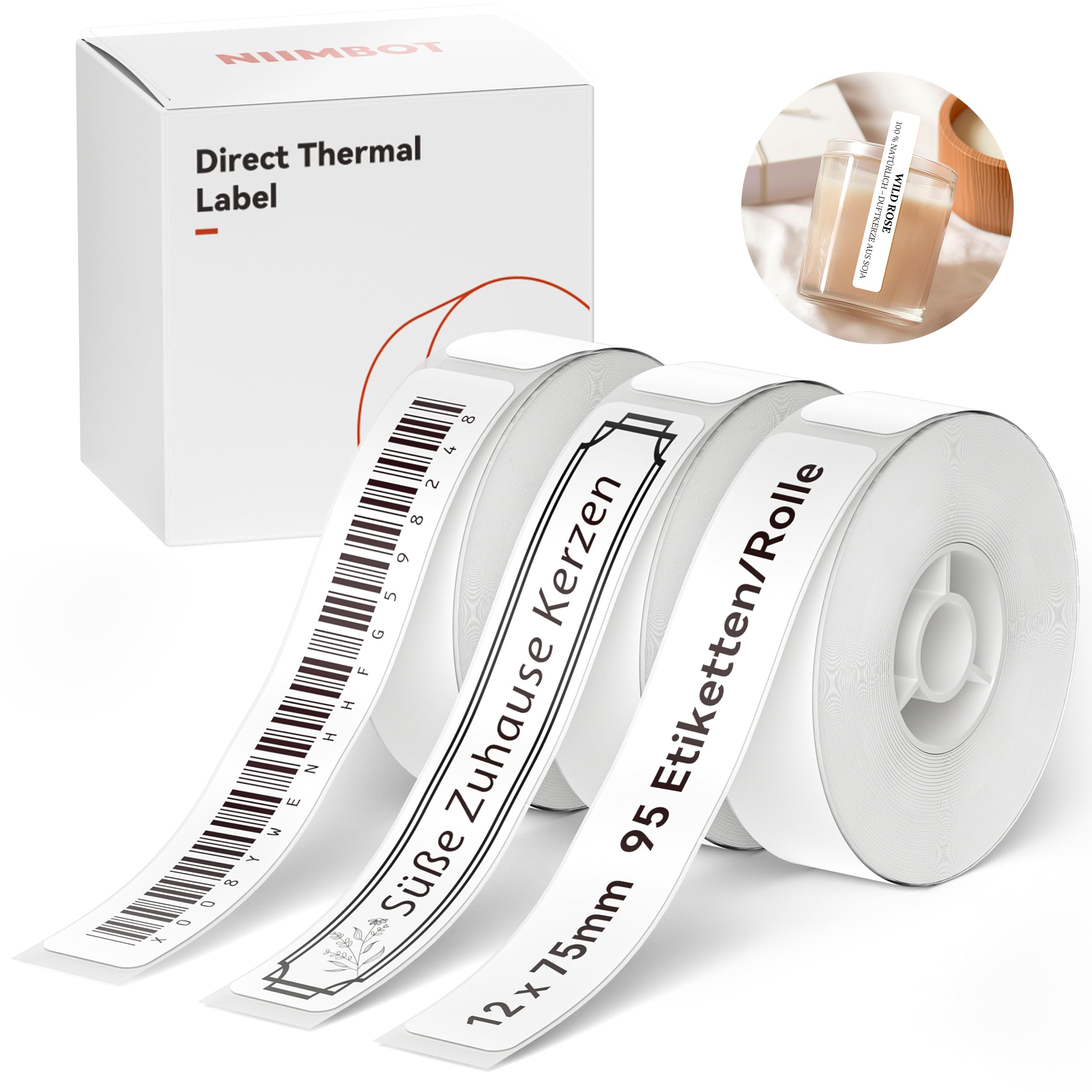 Niimbot Thermal Label 3 Rolls Set Home School Office Storage And Organization For Niimbot D11 D110 D101 H1S Label Maker (1275Whi