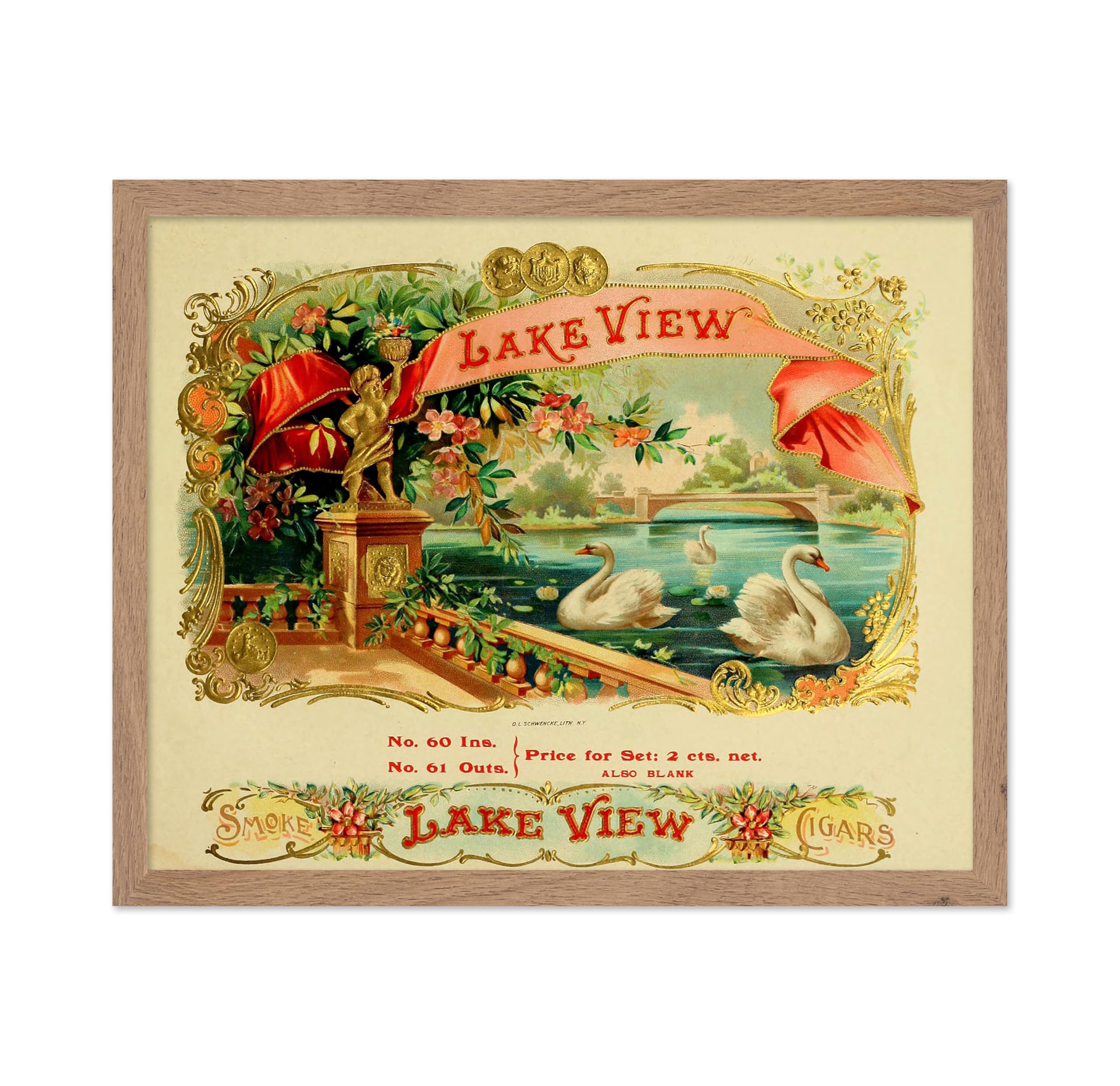 Poster Master Classic Illustration Poster - Vintage Animal Print - Gift for Artist, Friend - Lake View, Swans In The Water, Flow
