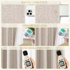 Jowels Oatmeal Linen Blackout Curtains 96 Length 2 Panels Set For Living Room Bedroom, 100% Black Out Thermal Insulated Linen Dr
