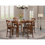 East West Furniture YAQU5-MAH-W 5 Piece Counter Height Dining Set Includes a Rectangle Kitchen Table and 4 Dining Room Chairs, 30x48 Inch, Mahogany