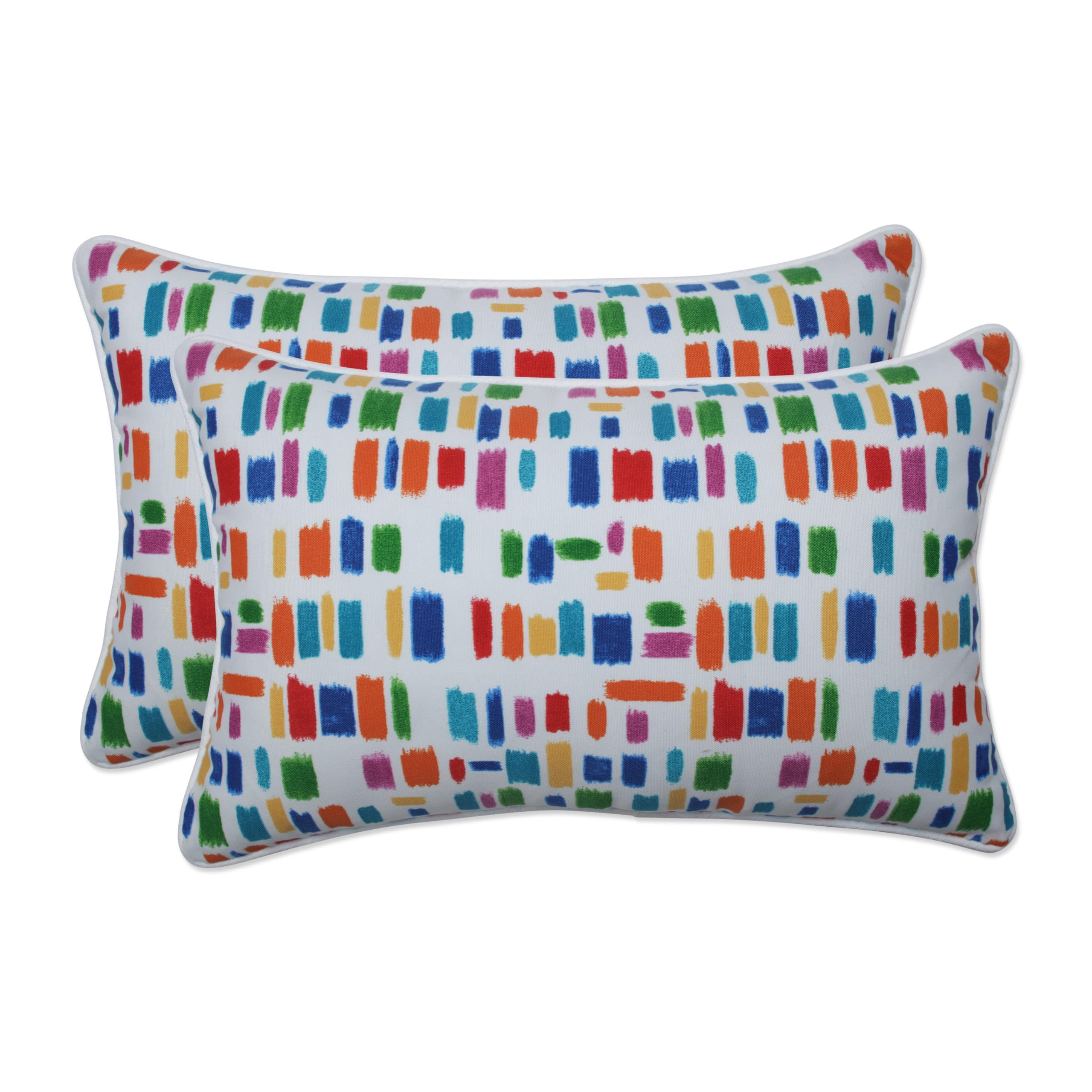 Pillow Perfect Outdoor/Indoor Pillows, Lumbar - 11.5' X 18.5', Blue Color Tabs Primaries 2 Count