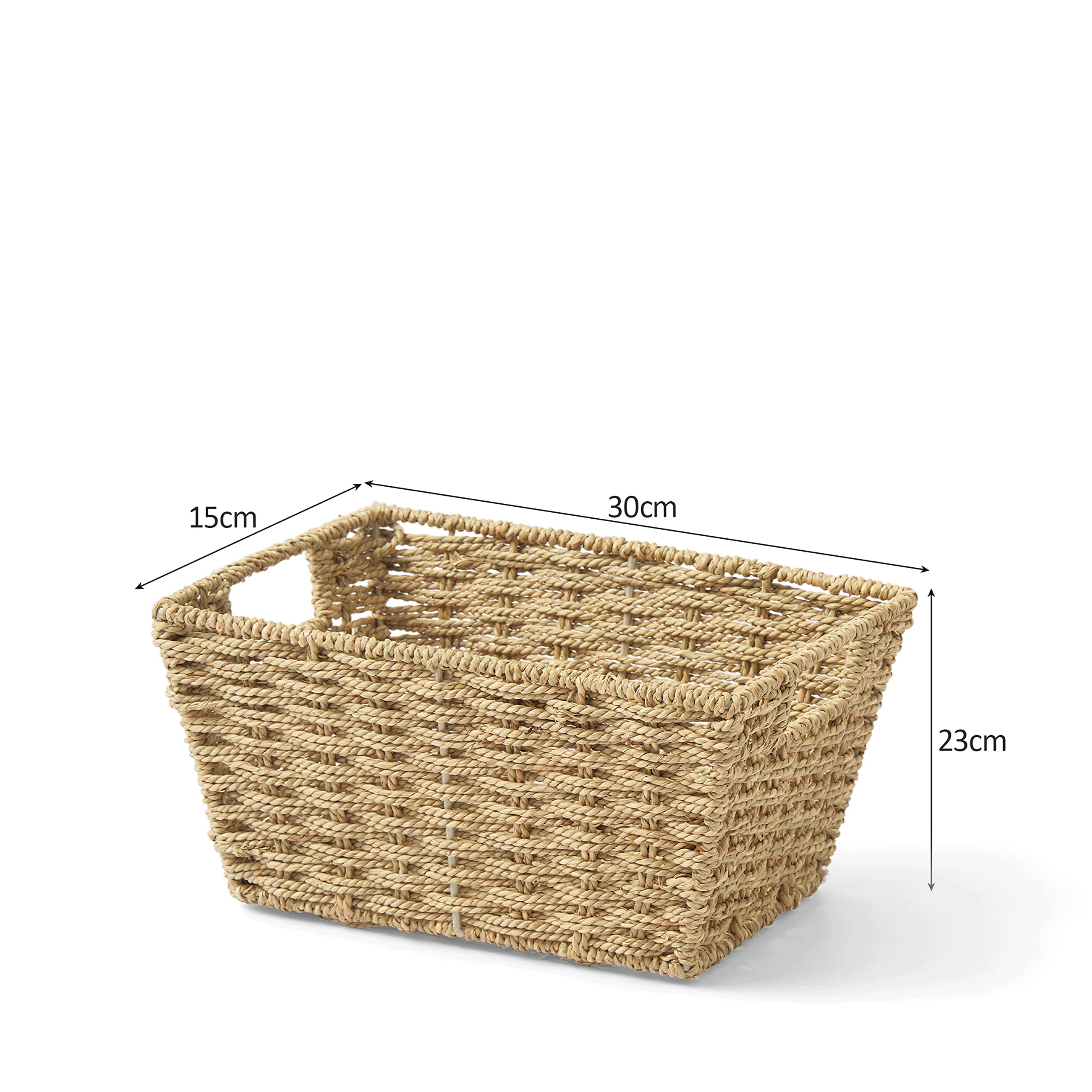 Artera Medium Wicker Storage Baskets - Woven Seagrass Basket For Organizing, Stackable Natural Storage Bins With Handles For Lau