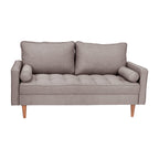 Flash Furniture Hudson Mid-Century Modern Loveseat - Slate Gray Faux Linen Upholstery - Buttonless Tufting - Wood Legs