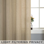 Light Brown Curtains 84 Inch Length For Living Room 2 Panels Set Rod Pocket Burlap Drapes Flax Linen Cotton Cloth Textured Semi