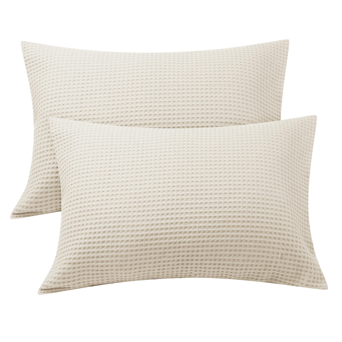 Waffle Weave Pillowcases King Size 2 Pack, 100% Egyptian Cotton 600 Thread Count, Ultra Soft Pillow Shams With Envelope Closure,