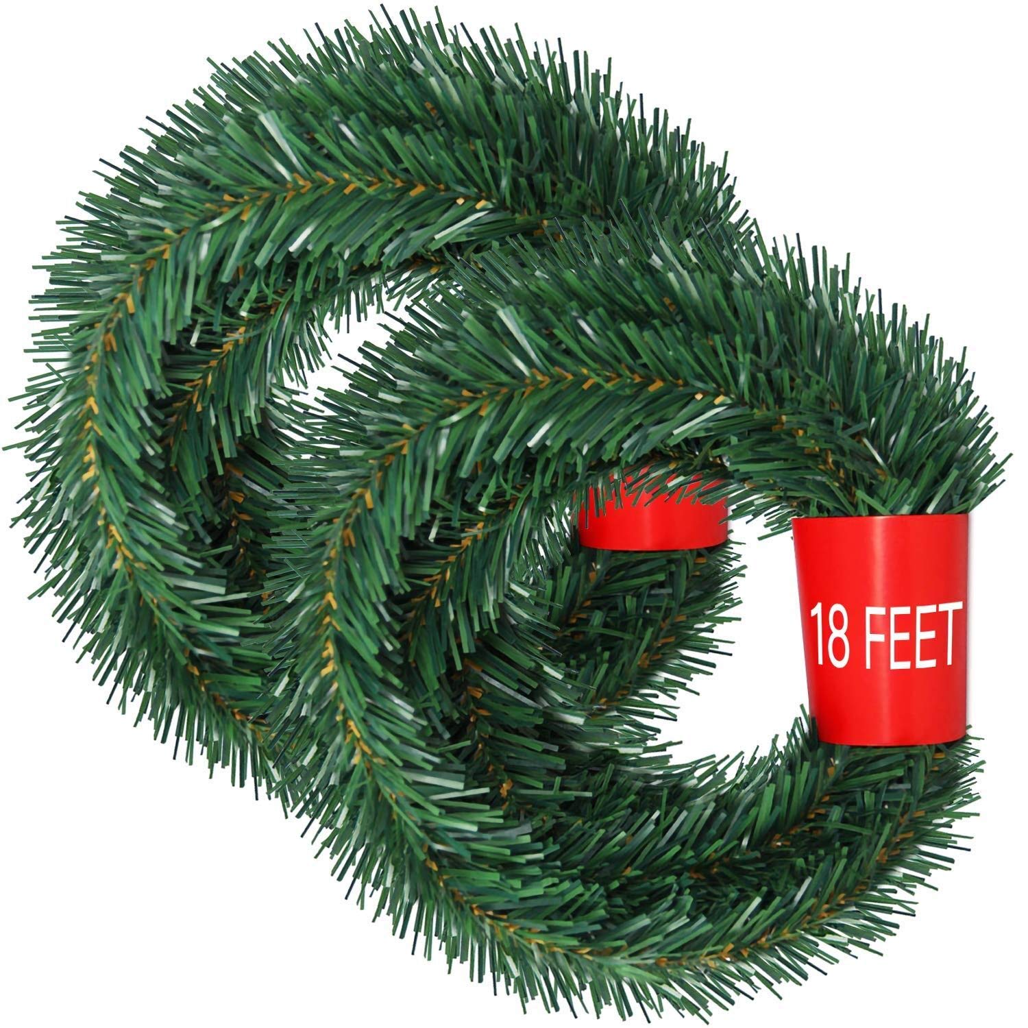 DearHouse 40Feet Christmas Garland, 2 Strands Artificial Pine Garland Soft Greenery Garland for Holiday Wedding Party,Stairs,Fir