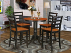 East West Furniture EDFA5-BLK-W 5 Piece Counter Height Dining Table Set Includes a Round Kitchen Table with Pedestal and 4 Dining Chairs, 30x30 Inch, Black & Cherry