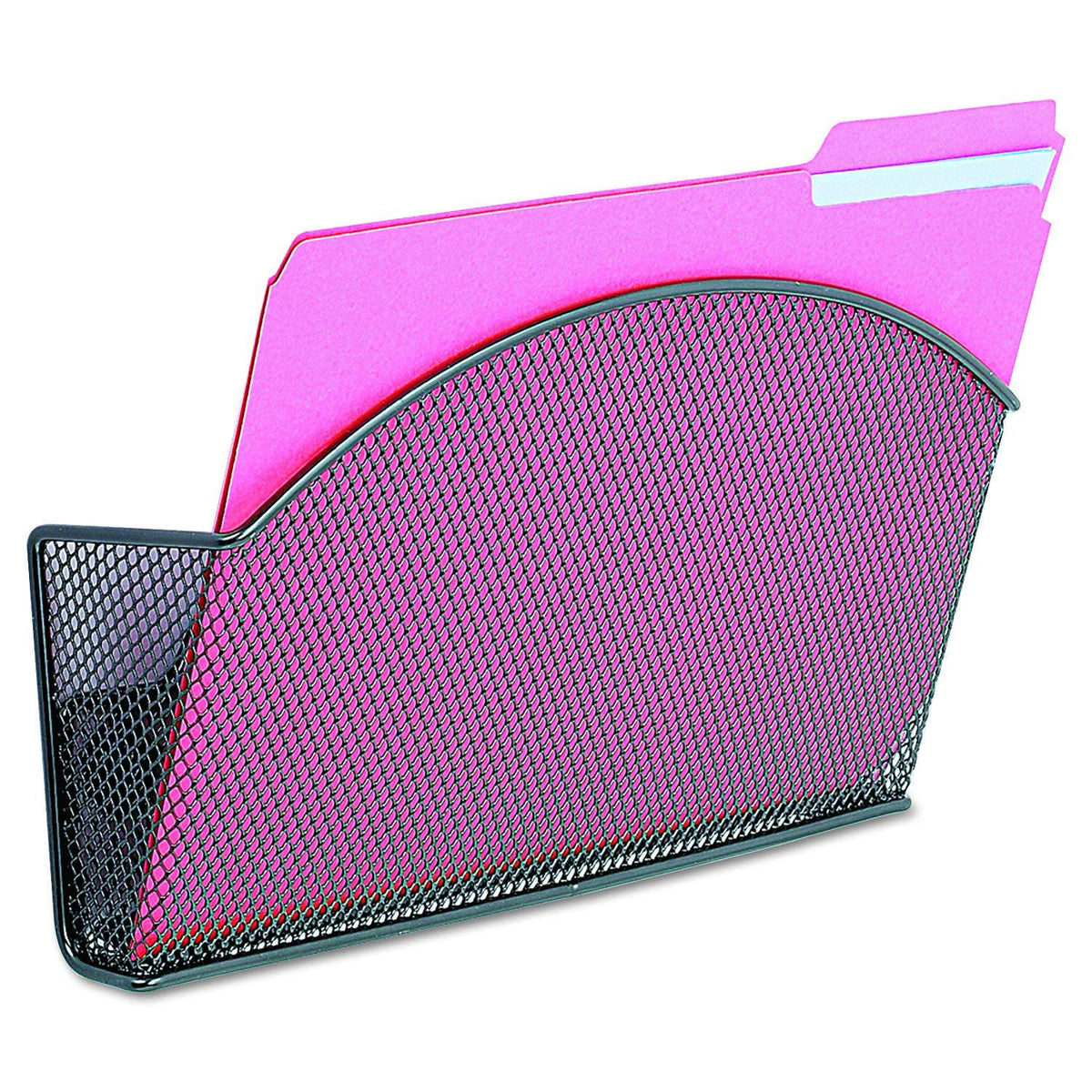 Safco Prodcuts 4176Bl Onyx Mesh Magnetic Single File Organizer Stick On File Pocket | Letter Size | 4 Heavy-Duty Magnets | Steel