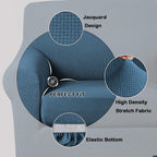 Turquoize Stretch Sofa Slipcover 2 Pieces Sofa Cover Couch Cover For 2 Cushion Couch Washable Furniture Protector Covers With Elastic Bottom Feature Thick Jacquard Fabric (Loveseat, Dusty Blue)