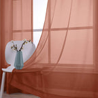 Koufall 2 Panels Grommet Faux Linen Sheer Curtains-Terracotta-52X45