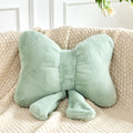 Xvtru Sage Green Bow Pillow, Soft Bow Decorative Pillows With Faux Rabbit Fur, Cute 12' Bow Throw Pillows, Aesthetic Home Decor