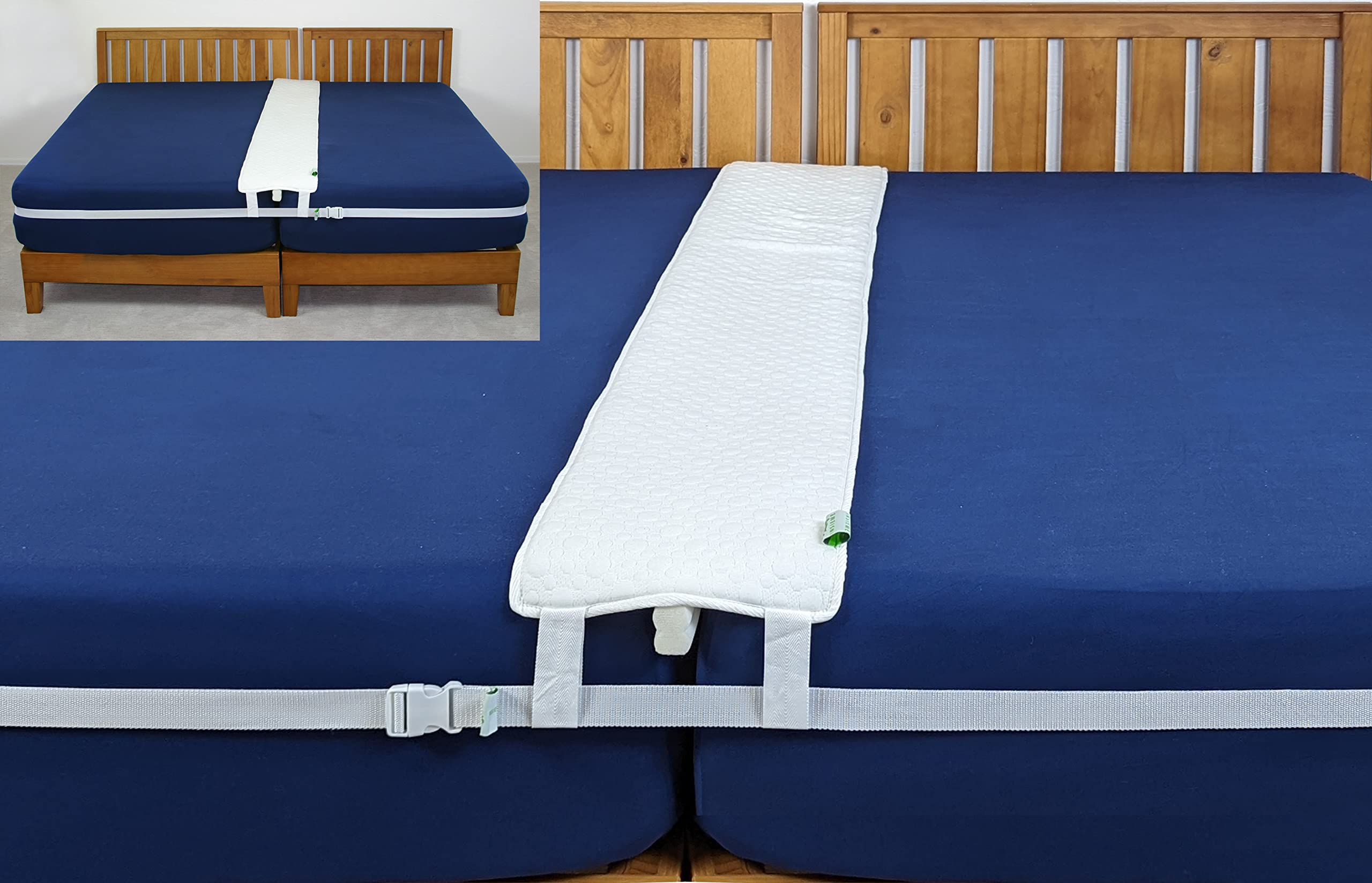 Insieme 12' Wide Bed Bridge Twin To King Converter Kit With Mattress Strap | 76' Long Mattress Extender For Converting Twin Or