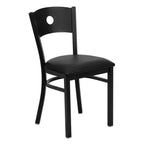 Flash Furniture Hercules Series Black Circle Back Metal Restaurant Chair - Black Vinyl Seat