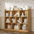 DIYART Oak Bookshelf, Wood Bookcase with 3 Tier Open Shelves, 10-Cube Minimalist Storage Shelf for Living Room, Bedroom, 43.3 W 
