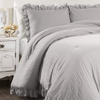 Lush Decor Reyna Ruffle Comforter Set - 3 Piece Cozy Ruffled Bedding Set - Timeless Elegance And Comfort For Bedroom - King, Lig