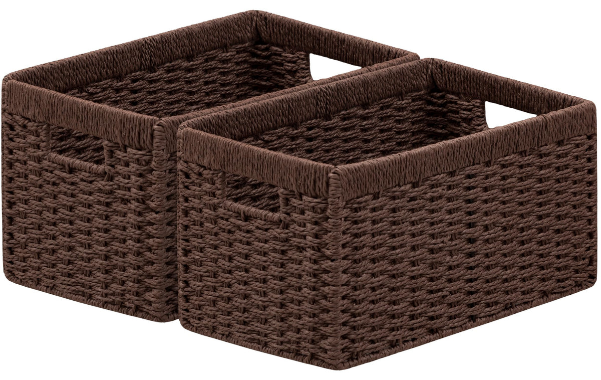 joybest Dark Brown Wicker Baskets for Shelves, Handwoven Storage Baskets