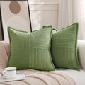 Puncuntex Corduroy Throw Pillow Covers Set Of 2 Boho Decorative Sage Green 16  16 Inch,Super Soft Pillowcase Cozy Striped Textur