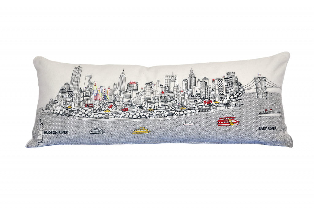 HomeRoots Cream 35' White NYC Daylight Skyline Lumbar Decorative Pillow