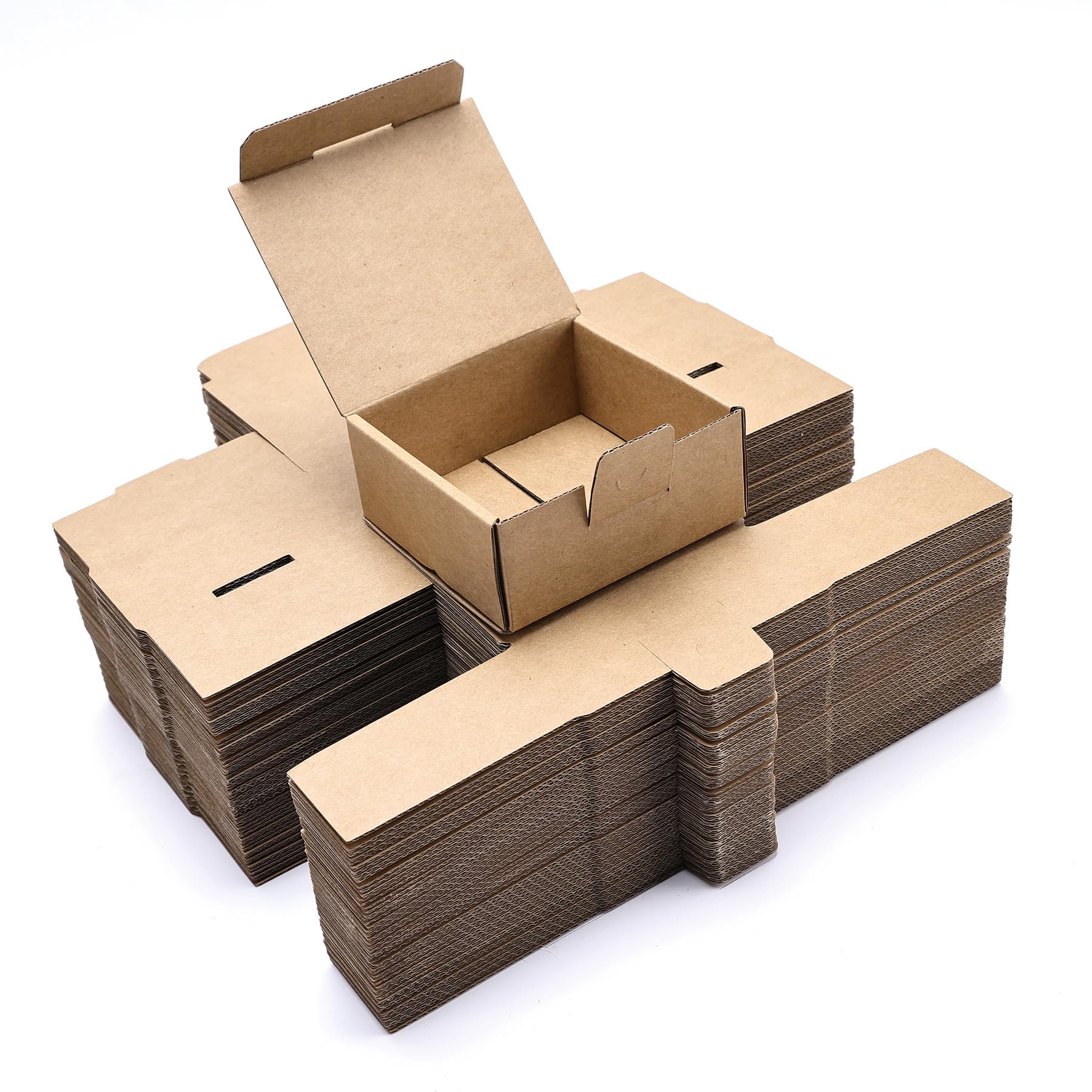 LineKap Small Shipping Boxes 3.5x3.3x1.6 Inches, 50-Pack Brown Corrugated Cardboard Gift Boxes for Mailing, Packaging & Storage