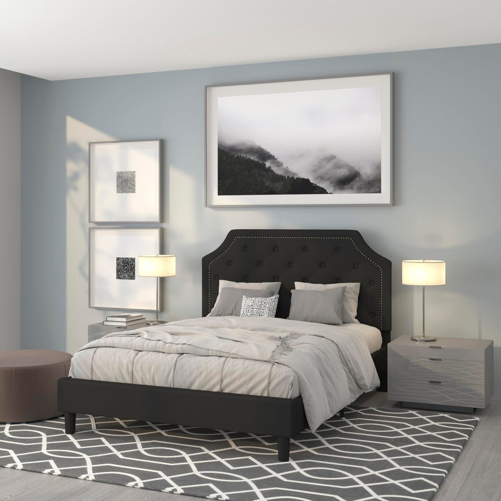 Flash Furniture Brighton Queen Size Tufted Upholstered Platform Bed In Black Fabric