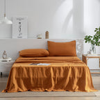 EVERLY Linen Sheets Set King Size,100% French Stonewash Pure Linen Sheets Set,4Pieces (1Flat Sheet,1Fitted Sheet,2Pillowcase) Su