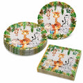 Rozi Decoration Safari Animal Party Set 30Pcs Plates Napkins Jungle