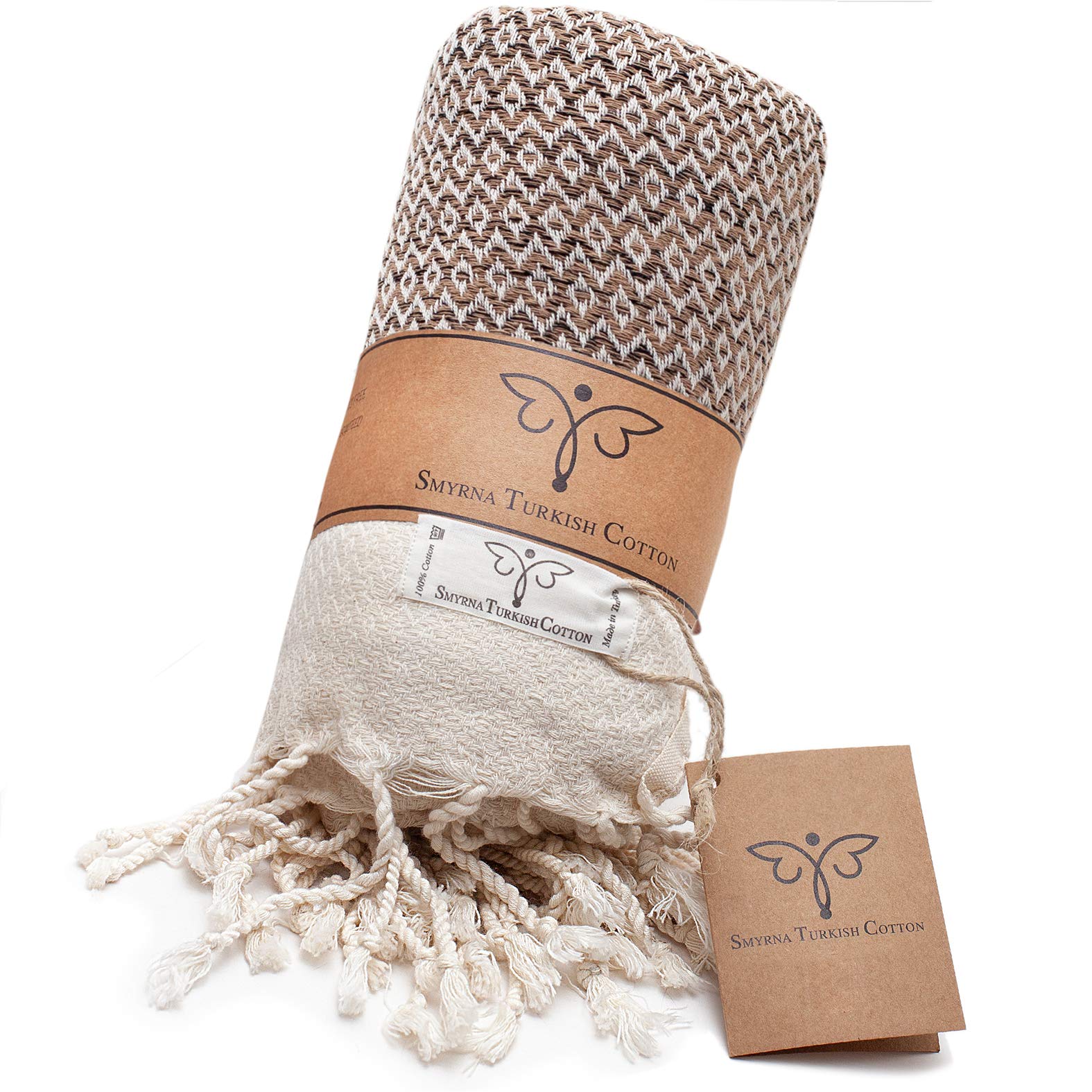 Smyrna Turkish Cotton Vintage Series Throw Blanket| 50 X 60 In 100% Cotton| Large Wearable Cozy Blanket | Made In Turkey|Machine