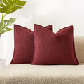 Juspurbet Burgundy Boucle Throw Pillow Covers 18X18 Inch Set Of 2 For Couch Bedroom Sofa Living Room Decorative Soft Thick Textu