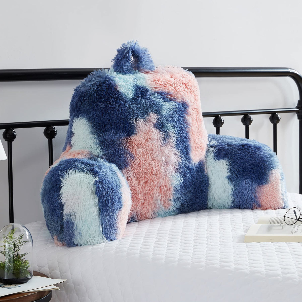 Jillche Bed Fluffy Fur Reading Pillow For Adults & Kids Unisize, College Dorm Room Essentials For Girls, Chair Pillow With Arms,