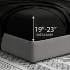 Cathay Home California King Fitted Sheet - Double Brushed Ultra Soft - Wrinkle & Fade Resistant - 21' Extra Deep Pocket Fitted Sheet Only - Good Fit For 19'-23' Deep Mattress (Cal King, Black)
