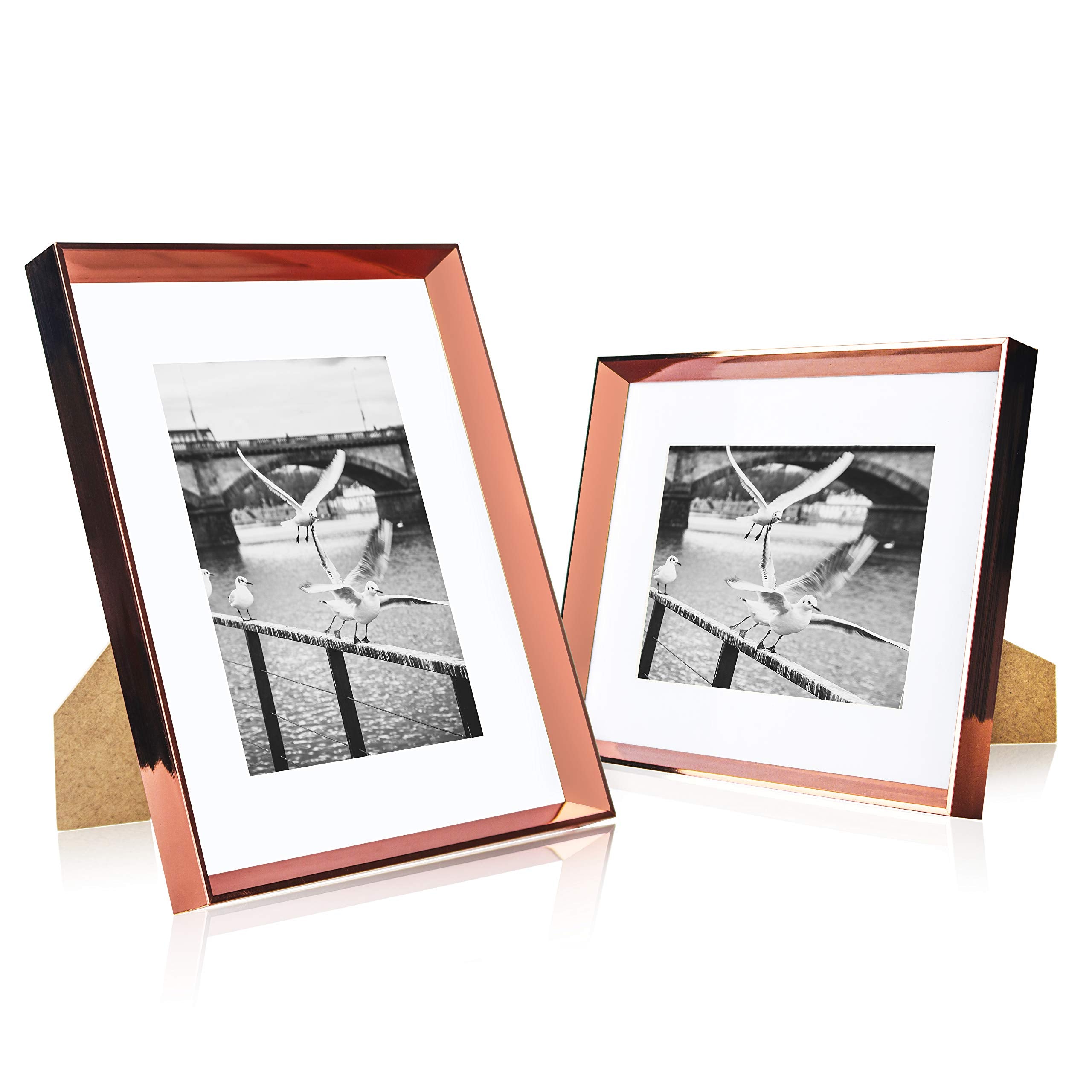 elabo 8x10 Picture Frame (2 Pack) - High Definition Glass Display Pictures 5x7 with Mat or 8x10 Without Mat - Vertical or Horizo