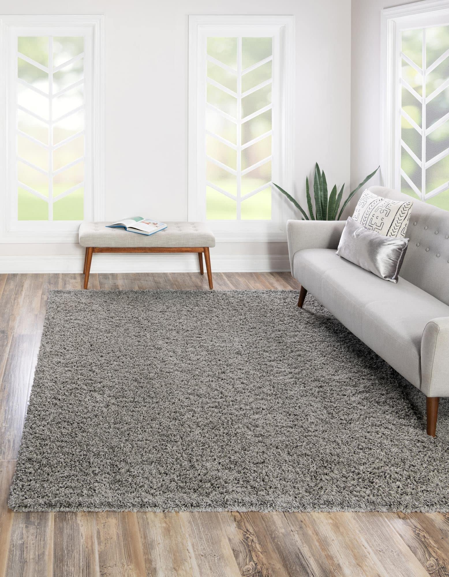 Rugs.com - ber Cozy Solid Shag Collection Rug - 3 Ft Square Taupe Shag Rug Perfect for Living Rooms, Kitchens, Entryways