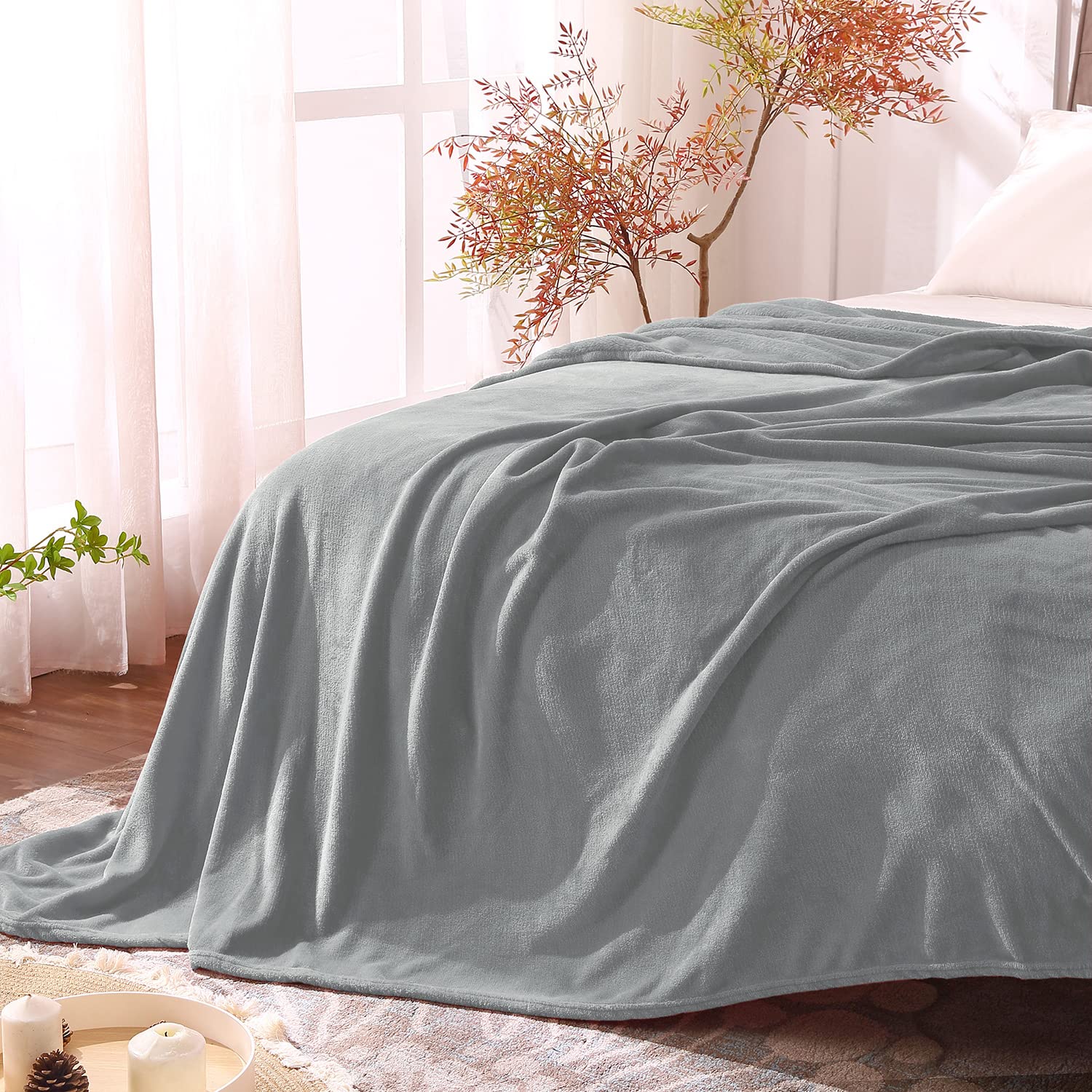 Bedelite Fleece Blanket Grey Throw Blanket For Couch & Bed, Luxury Plush Cozy Fuzzy Blanket 50' X 60', Super Soft Warm Lightwe