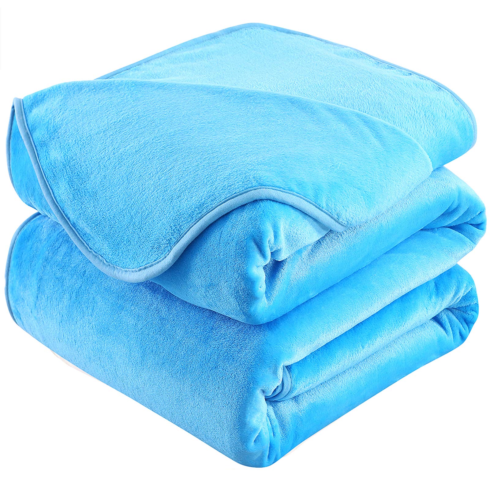 HOZY Soft Blanket Queen Size Fleece Warm Fuzzy Throw Blankets for The Bed Sofa Lightweight 350GSM Sky Blue 90*90