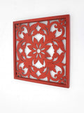 HomeRoots 24' X 24' Red Vintage Red Floral Wall Plaque