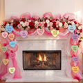 BrightRow 29.53 ft Valentines Day Garland with Heart Cards Valentines Day Decoration Red Pink White Organza Garland Love You Por