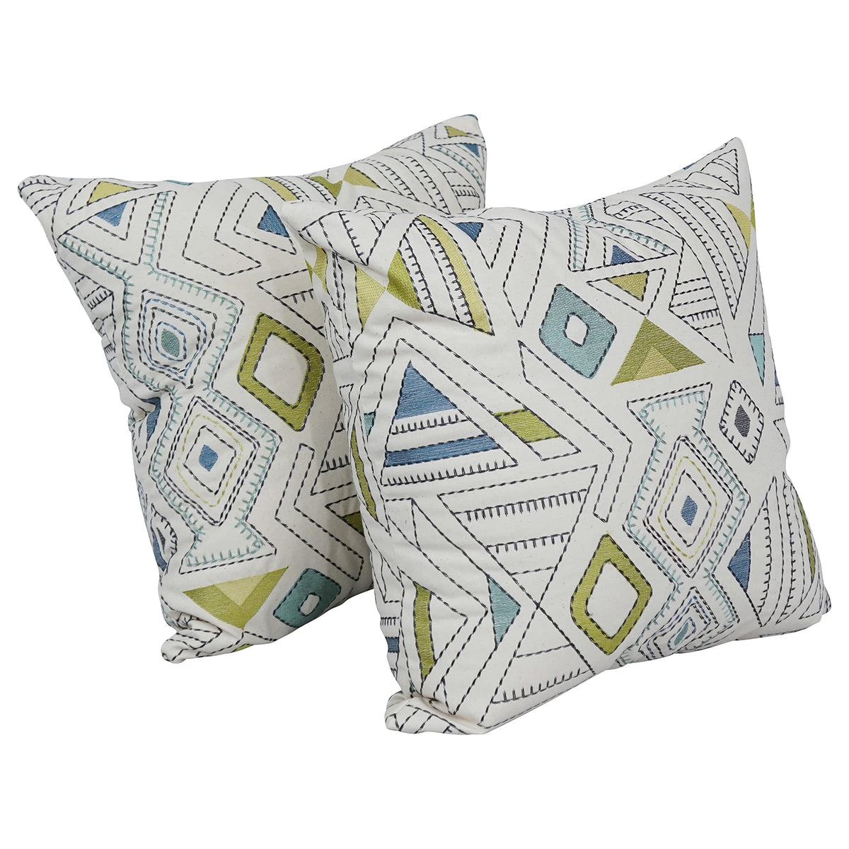 Blazing Needles Square Cotton Jacquard Throw Pillows, 17&quot;, Barista Minera 2 Count