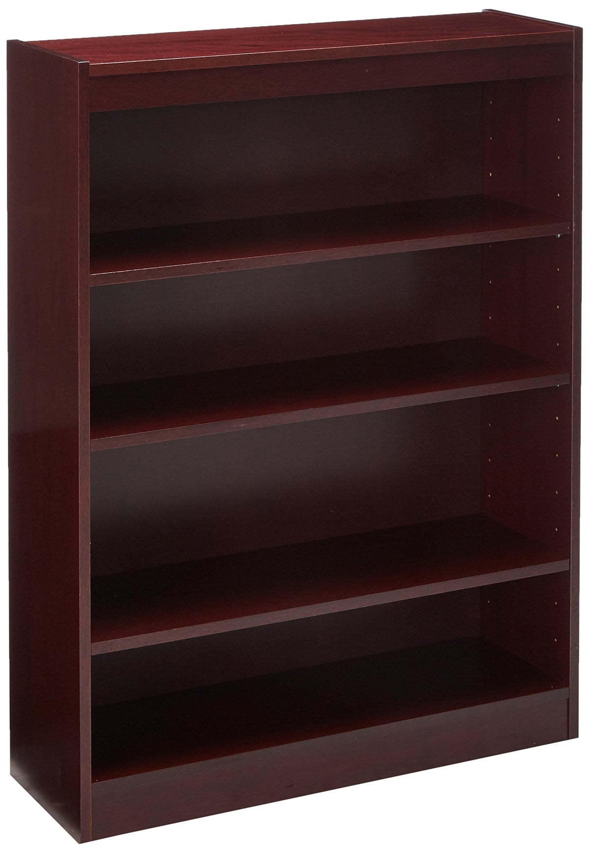 Lorell 4-Shelf Panel Mahogany Bookcase, 36&quot; x 12&quot; x 48&quot;