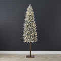 Best Choice Products 7.5ft Pre-Lit Slim Pencil Christmas Tree, Snow Flocked Hinged Artificial Alpine Holiday Decoration w/ 350 L