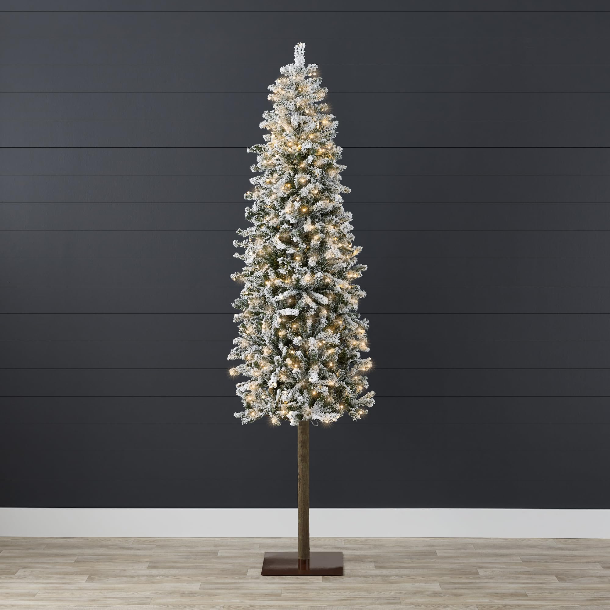 Best Choice Products 7.5ft Pre-Lit Slim Pencil Christmas Tree, Snow Flocked Hinged Artificial Alpine Holiday Decoration w/ 350 L