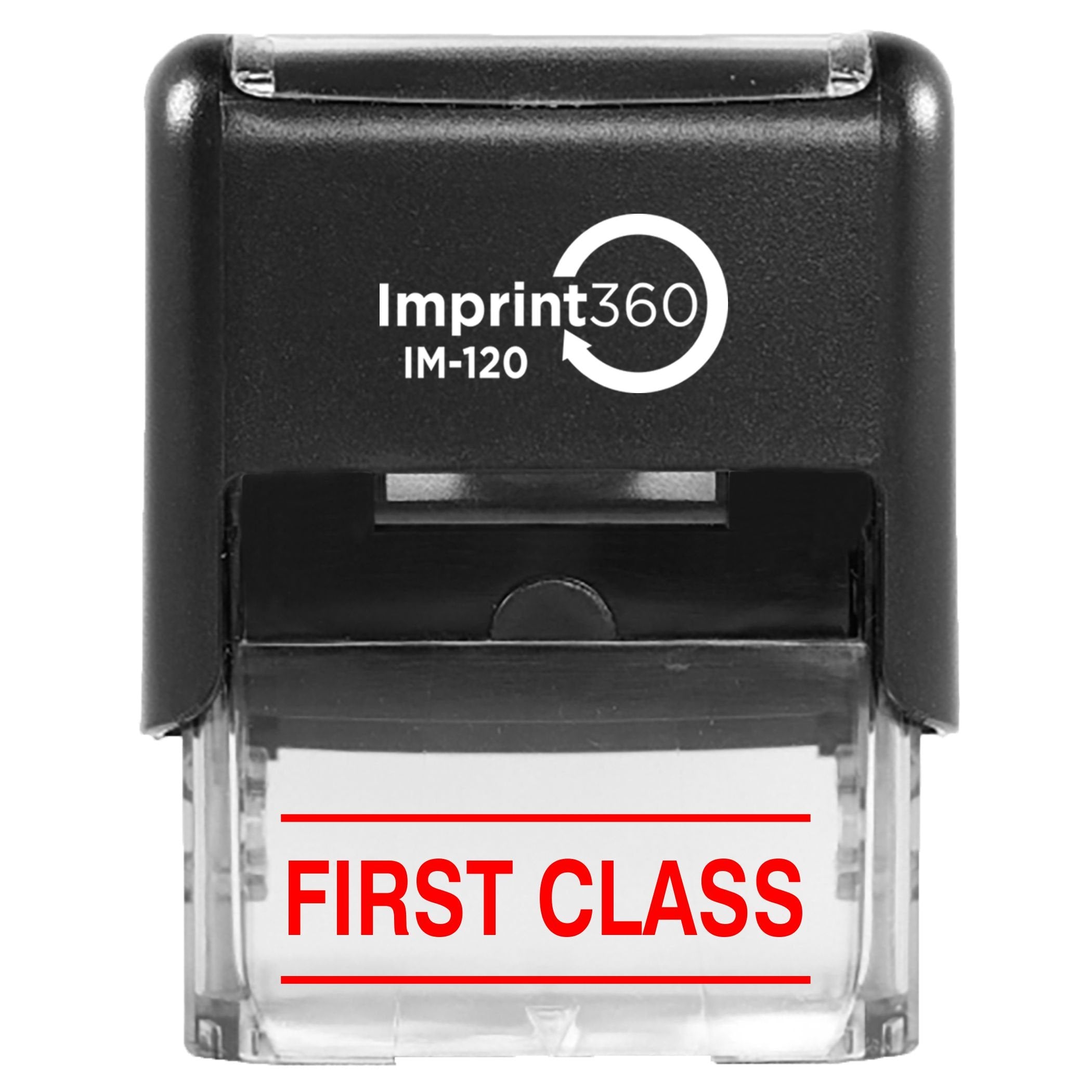 Supply360 As-Imp1138R - First Class W/Upper And Lower Bars, Red Ink, Heavy Duty Commerical Self-Inking Rubber Stamp, 9/16' X 1-