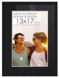 CountryArtHouse 13x17 Frame Black Wood with Black Mat | 15x19 Frame Matted to 13x17 | Display Your Picture Under UV Acrylic Shat