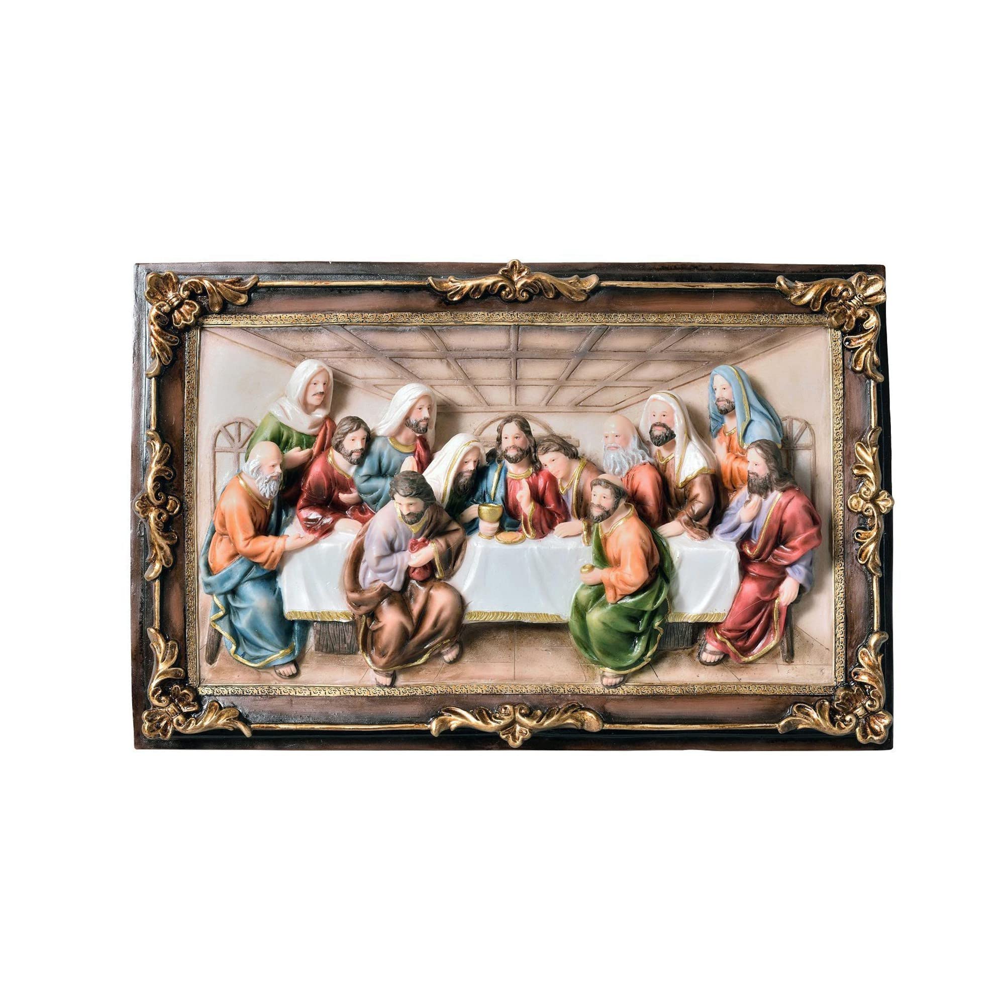 HomeRoots 10' Brown and Gold Polyresin Last Supper Decorative Plaque Sculpture