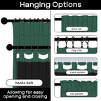 Panelsburg Green Curtains 96 Inches Long For Living Room,Blackout Pleated Thermal Window Lnsulation Fabric Heavy Weights Linen D