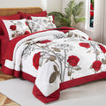Evenhug King Comforter Set 7 Pieces Reversible King Size Comforters For All Season Red Rose Floral Bedding Sets Bed In A Bag Wit